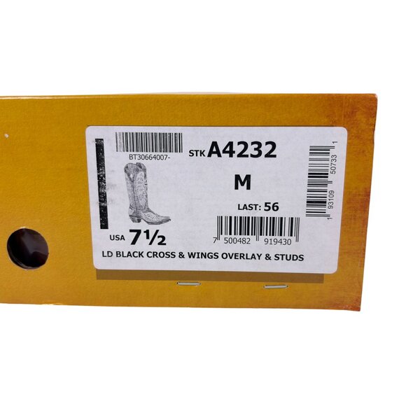 Corral Black Cross & Wings Overlay & Studs Western Boots Womens 7.5 M A4232 NEW - Picture 11 of 11